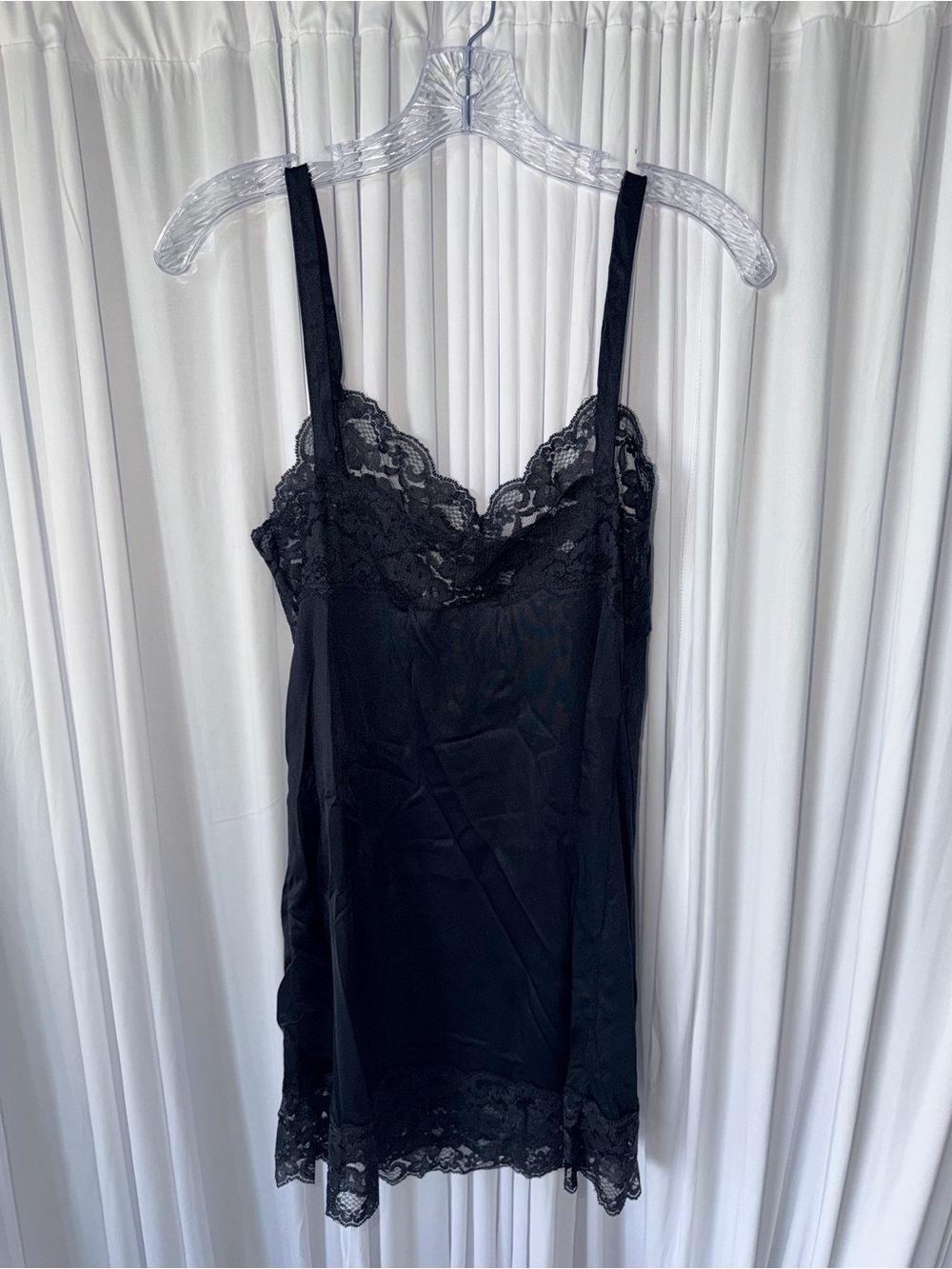 Avon Vintage Black Lace Trim Slip Chemise